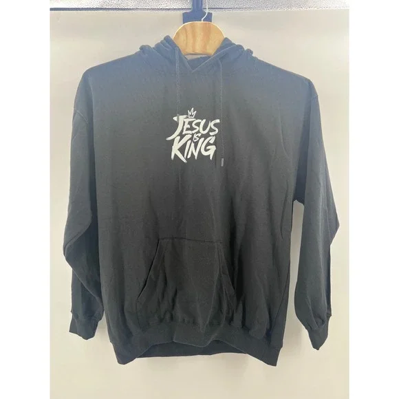 Gods Love Overcomes Jesus is King Black Hoodie Sweatshirt 2X - Picture 2 of 7